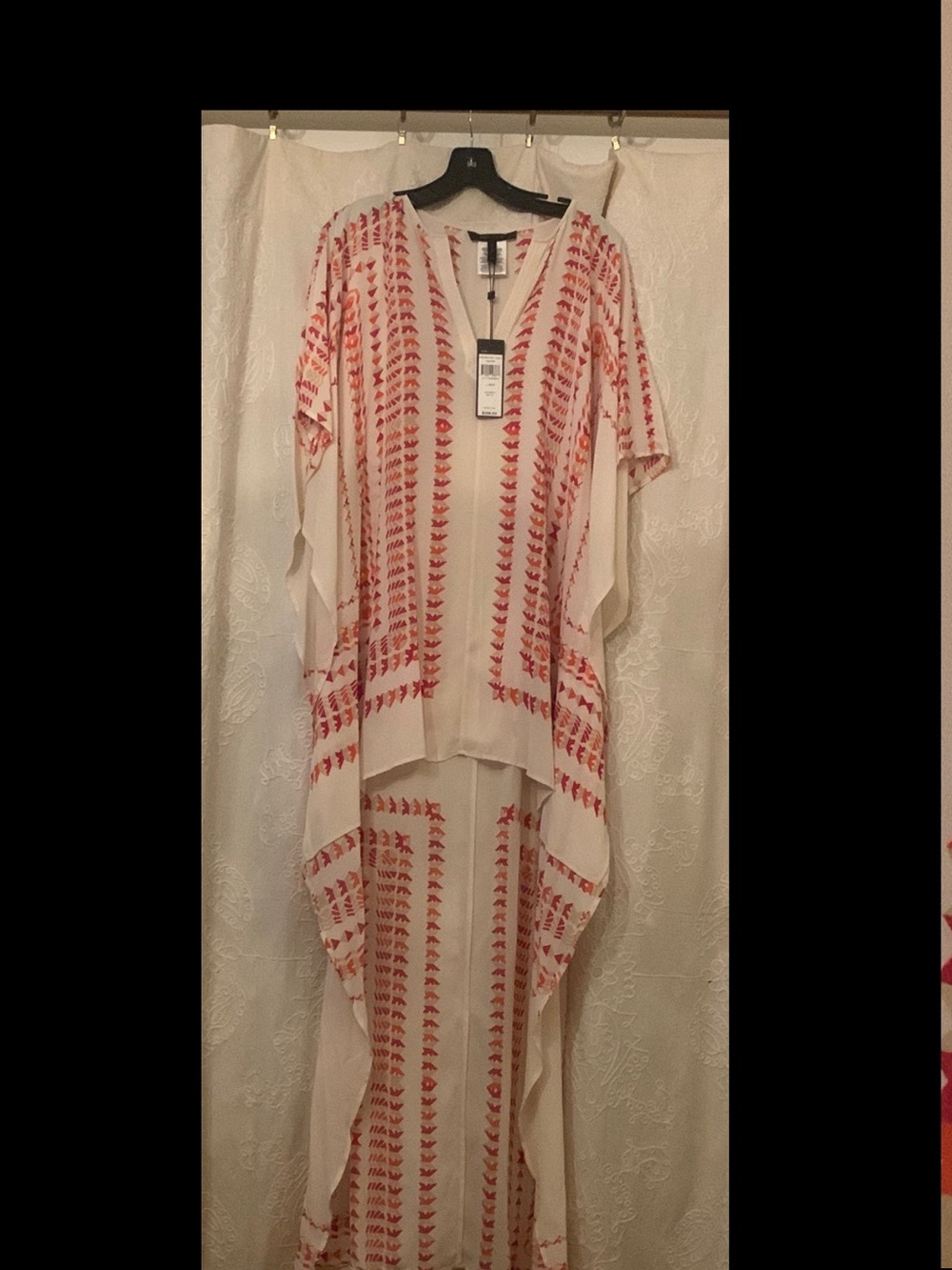 BCBGMaxAzria Ivory High-Low Dress with Red Embroidered Pattern - Picture 2 of 6